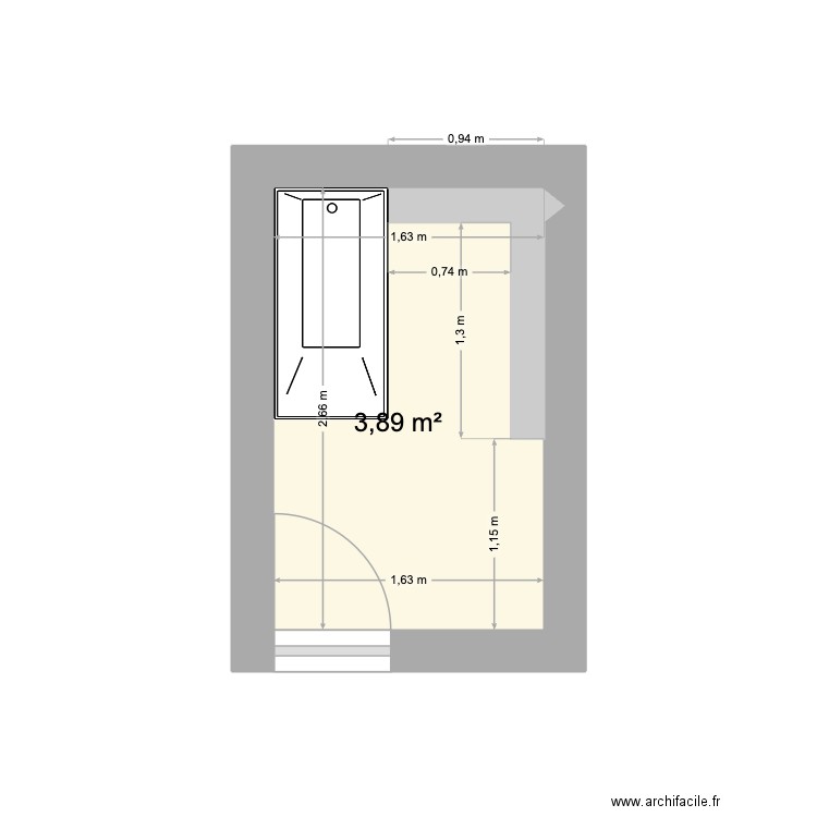 Salle de bain. Plan de 1 pièce et 4 m2