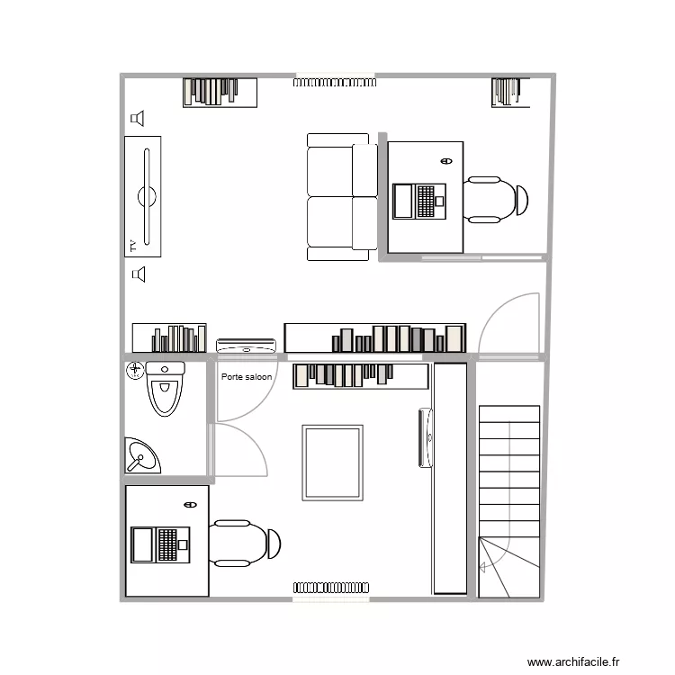 2 bureaux meubles existants. Plan de 4  et 37 m²