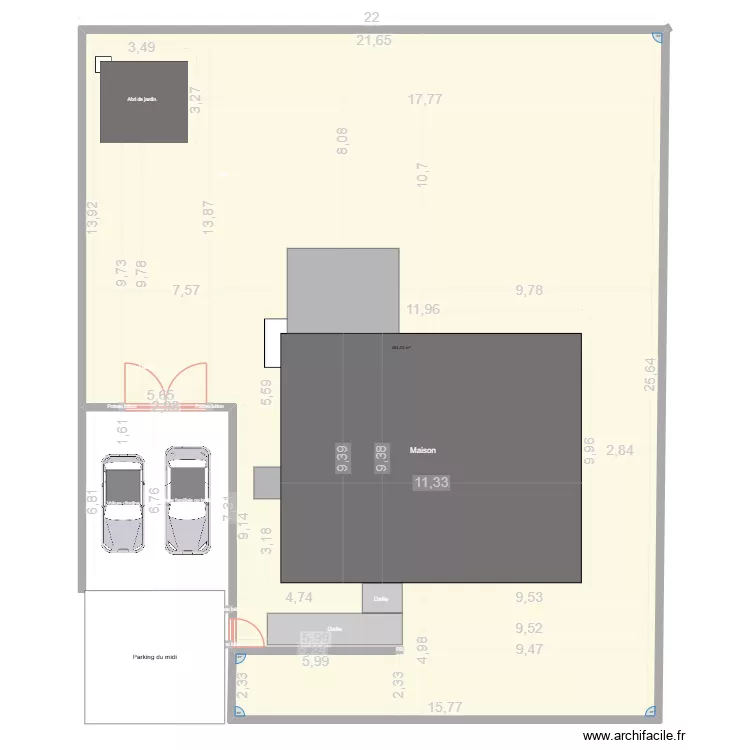 Plan de masse cl&ocirc;ture 2D. Plan de 1  et 484 m²