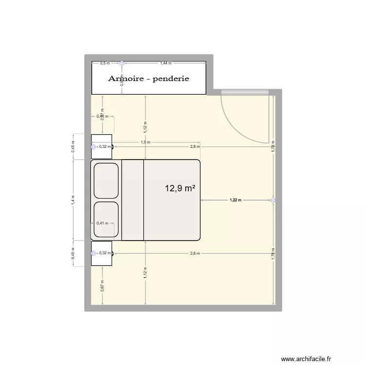 chambre 2. Plan de 1 et 13 m² chambre 2. Plan de 1 et 13 m²