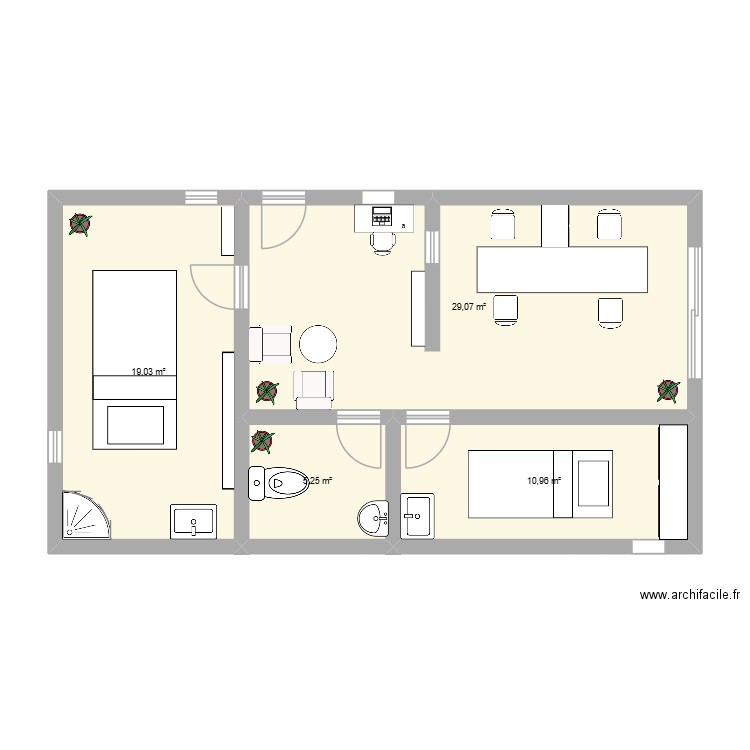 magnifisens. Plan de 4 pièces et 64 m2