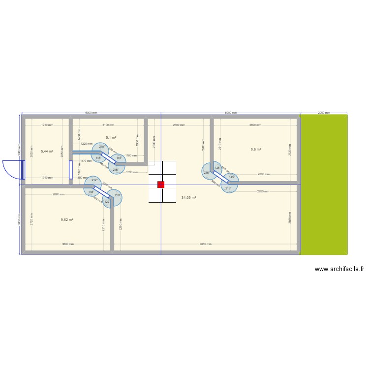 Калуга Barn. Plan de 6 pièces et 75 m2