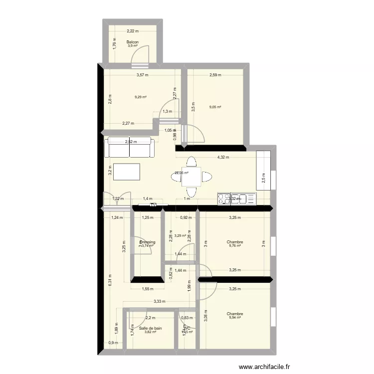Blagnac 15 av du parc. Plan de 11 pièces et 88 m²