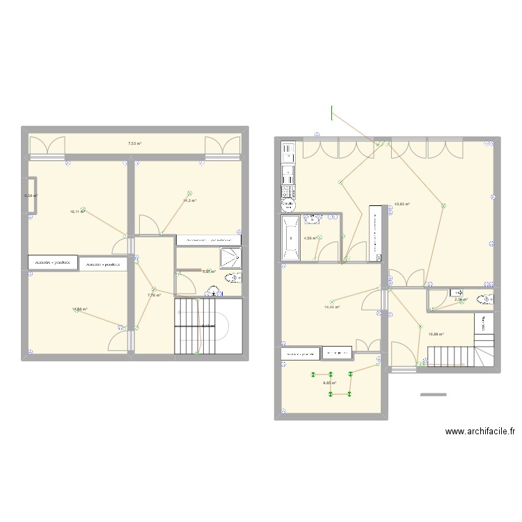 maison pessac. Plan de 14 pièces et 155 m2
