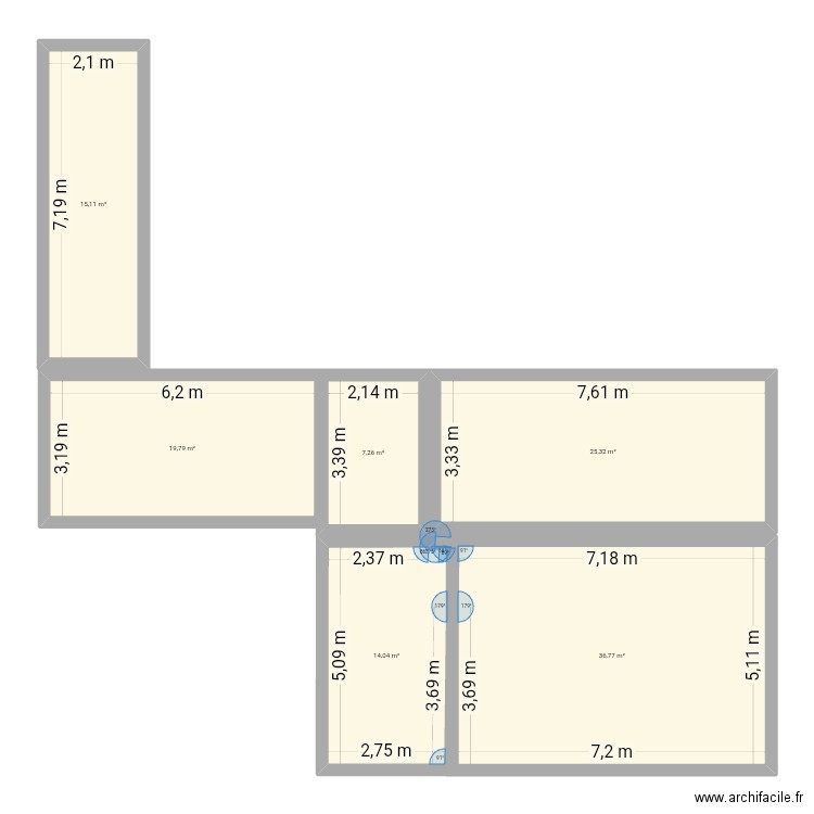 Resto. Plan de 6 pièces et 118 m2