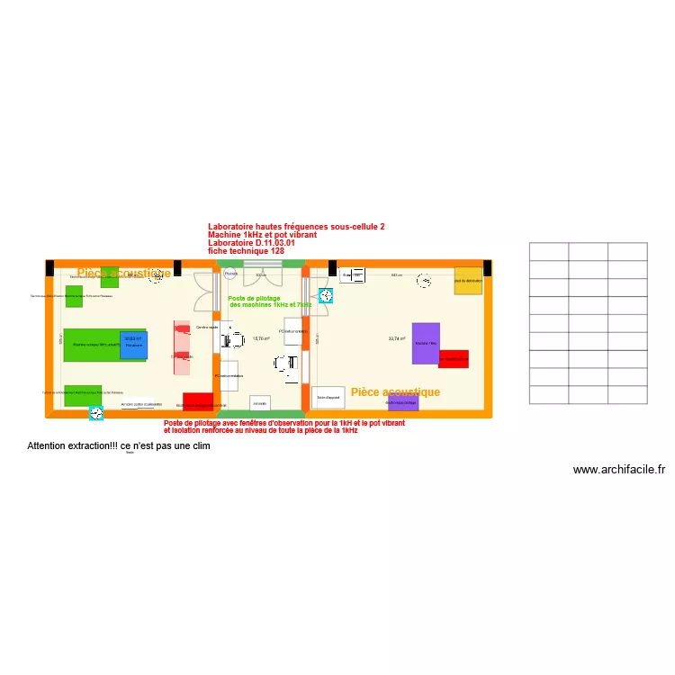 Labo hautes fr&eacute;quences sous cellule 2 V4. Plan de 