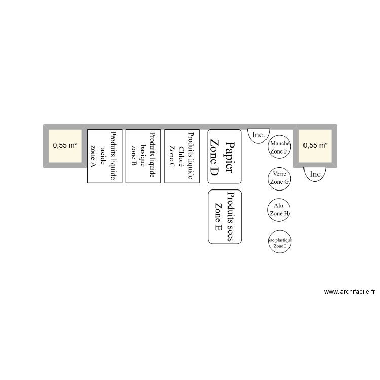 Plan de la zone de casse V3. Plan de 2 pièces et 1 m2