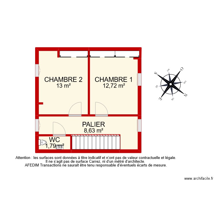 BI 10602 ETAGE . Plan de 5 pièces et 39 m2