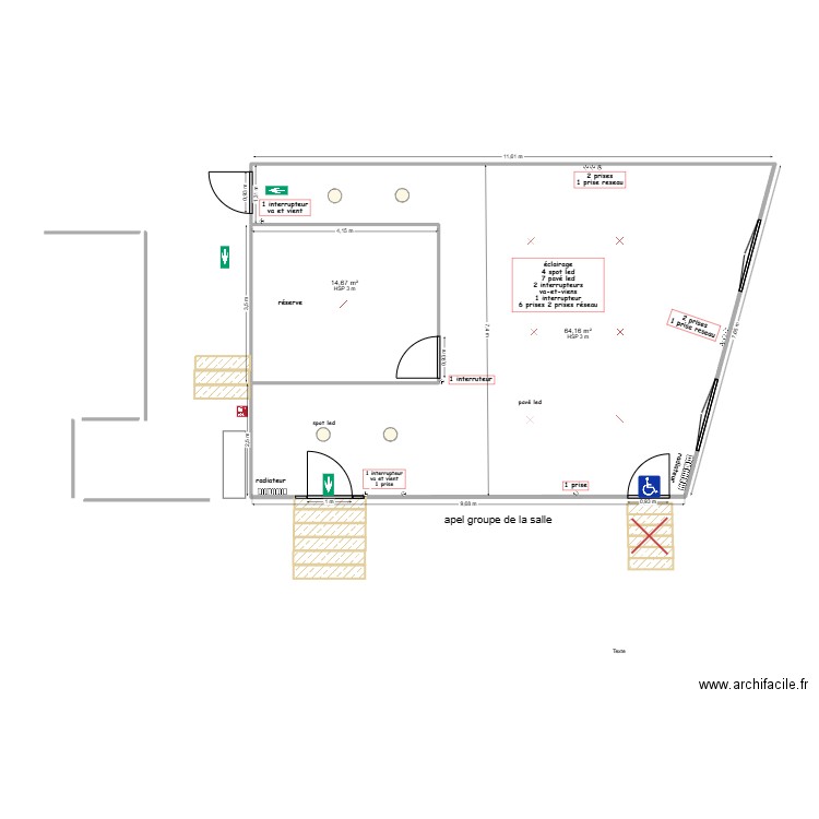 apel jeanneb d'arc. Plan de 2 pièces et 78 m2