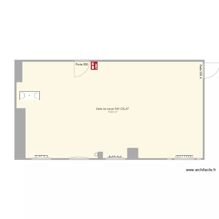 Salle de travail 550. Plan de 
