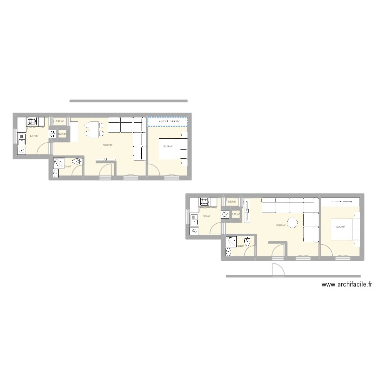 appart assas. Plan de 12 pièces et 76 m2