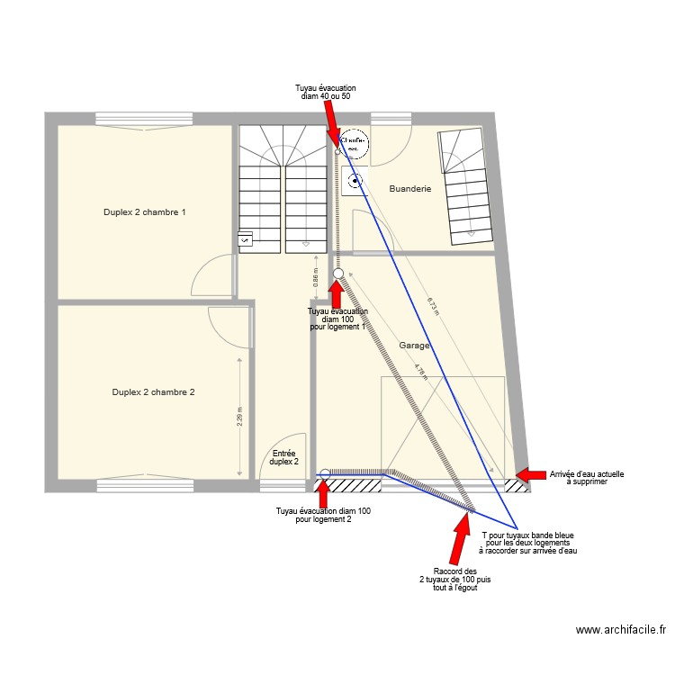 Plomberie rez de chaussee. Plan de 0 pièce et 0 m2