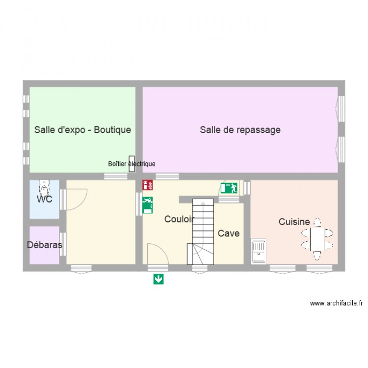 Atelier couture rez  Plan 8 pièces 72 m2 dessiné par source
