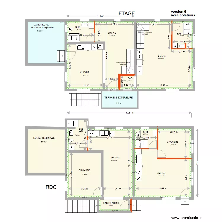 maison SCHNEIDER avec cotations version 5. Plan de maison SCHNEIDER avec cotations version 5. Plan de