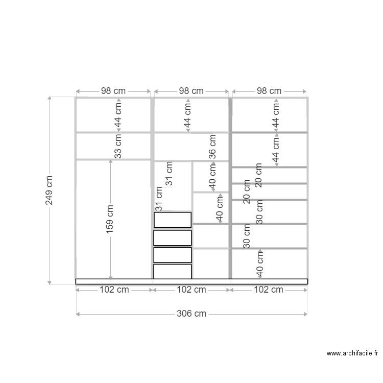 reuilly placard interieur couloir. Plan de 0 pièce et 0 m2