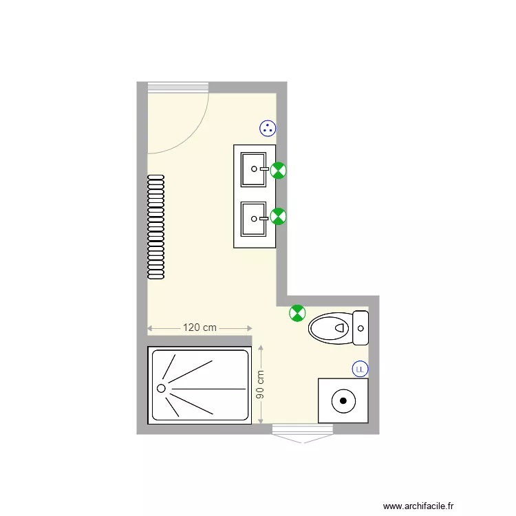 salle de bains 1. Plan de 