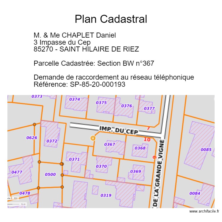 Plan du Cadastre pour téléphone. Plan de 0 pièce et 0 m2