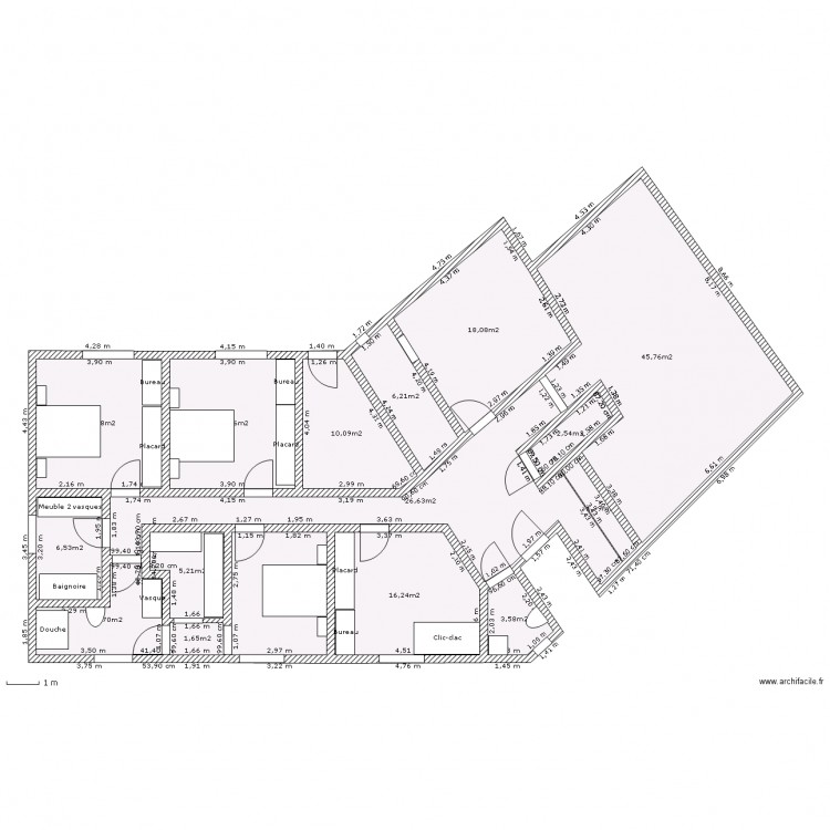 4 chambres plain pied. Plan de 0 pièce et 0 m2