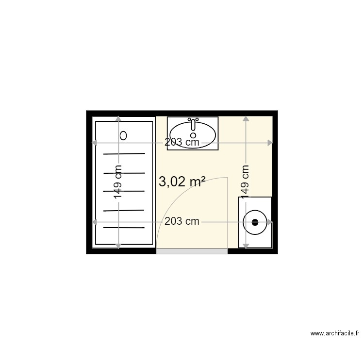 PIERRE HENRIETTE . Plan de 1 pièce et 3 m2