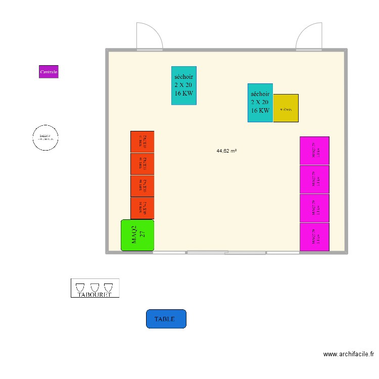 projet super u l'aiguillon. Plan de 1 pièce et 45 m2