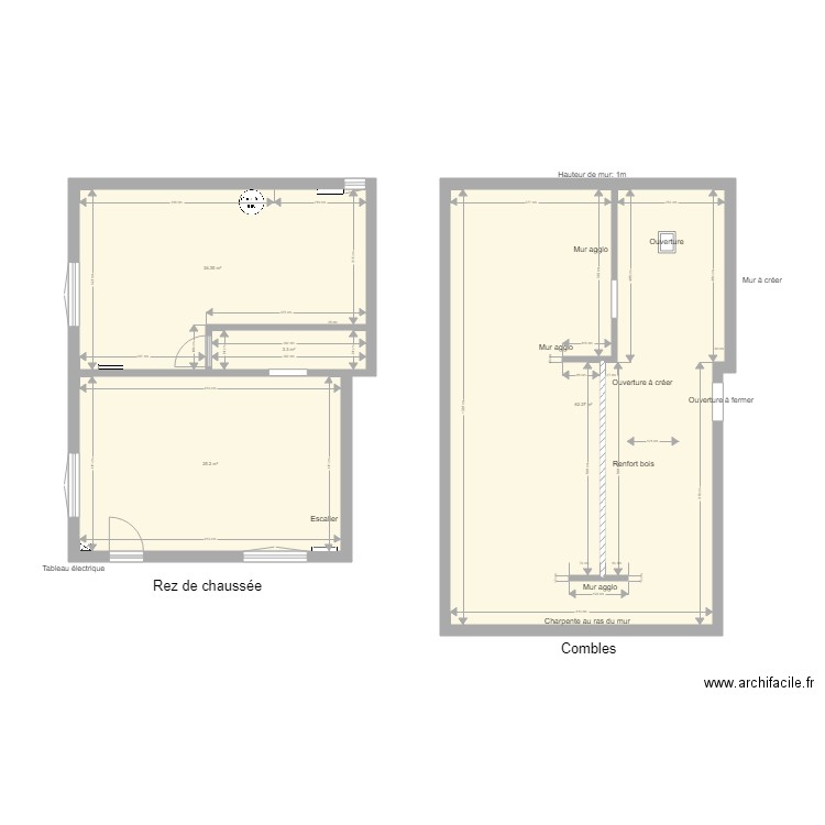 Maison Etat Actuel. Plan de 0 pièce et 0 m2