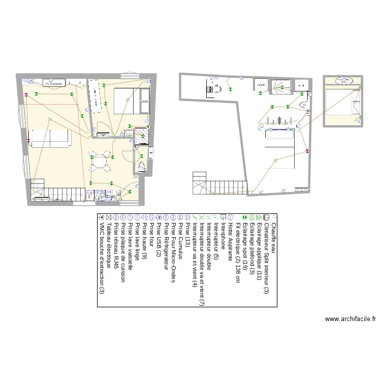 tourraque pecheur v3 electricité. Plan de 5 pièces et 46 m2