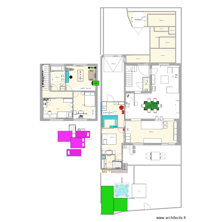 maison. Plan de 29 pièces et 184 m2