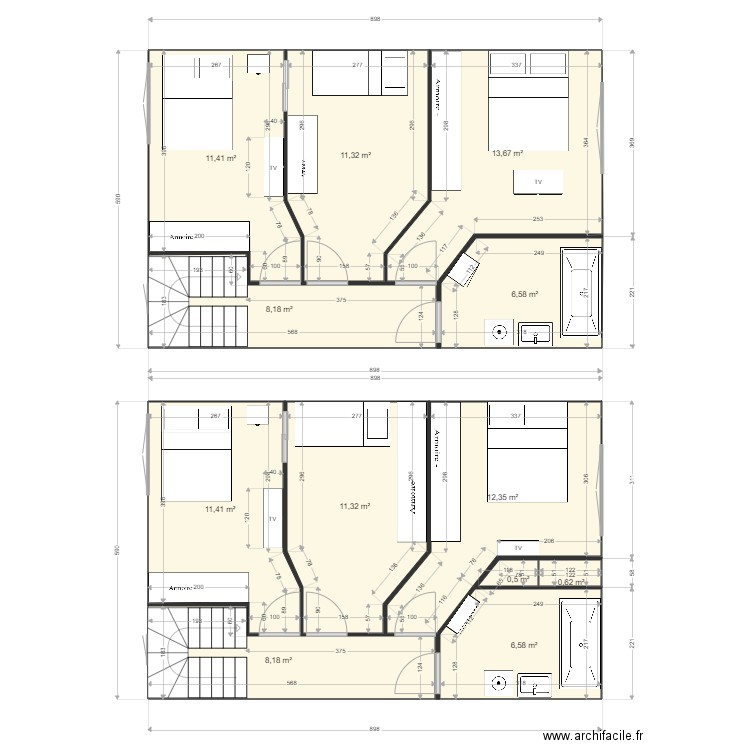 pornichet 3. Plan de 12 pièces et 102 m2