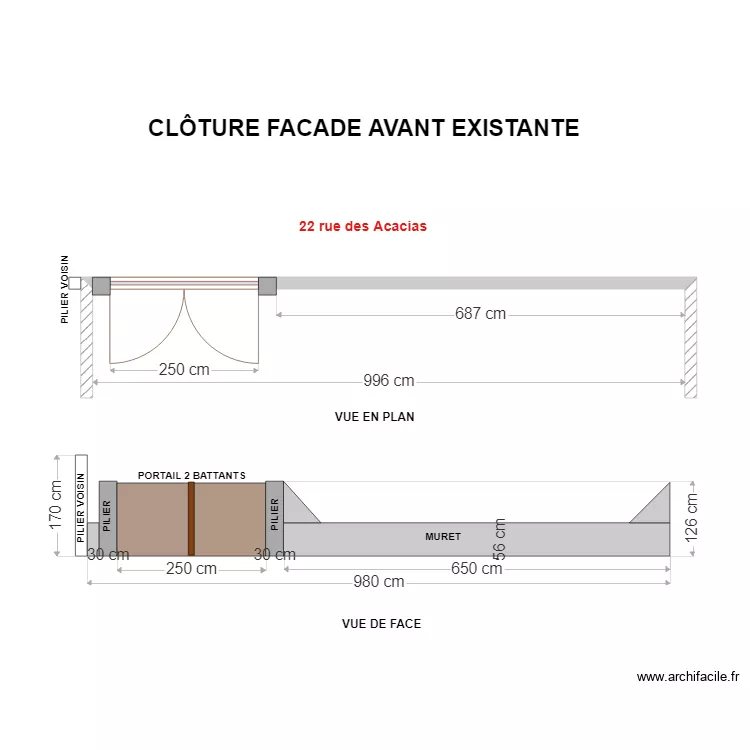 BOUQUET CLOTURE EXISTANTE. Plan de 