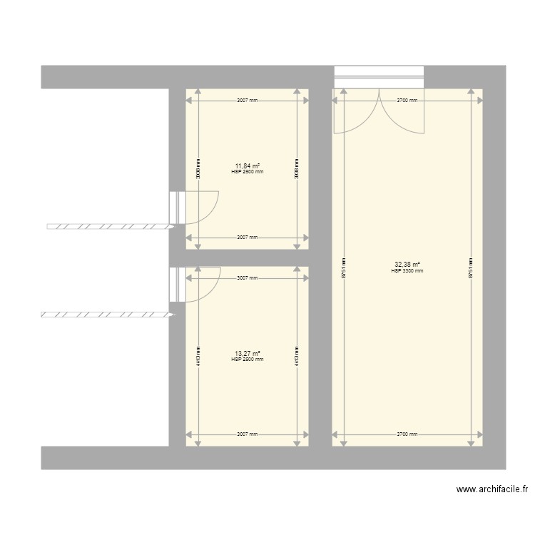 Giat route des Buiges etage 2. Plan de 3 pièces et 57 m2