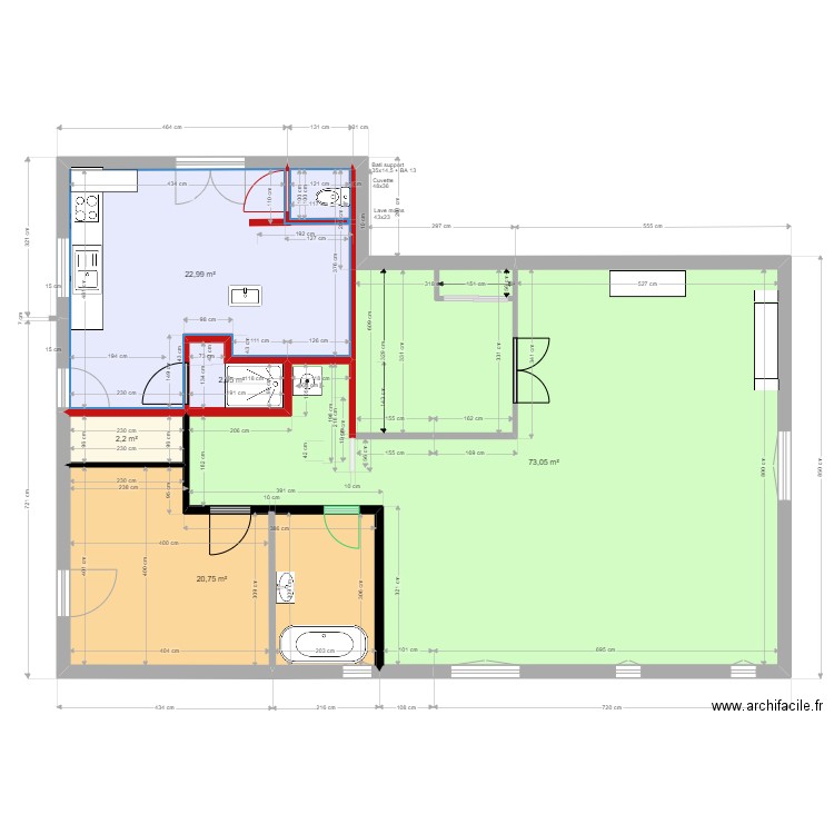                    Yvrac RDC PROJET 23 04 22 ESCALIER. Plan de 5 pièces et 121 m2