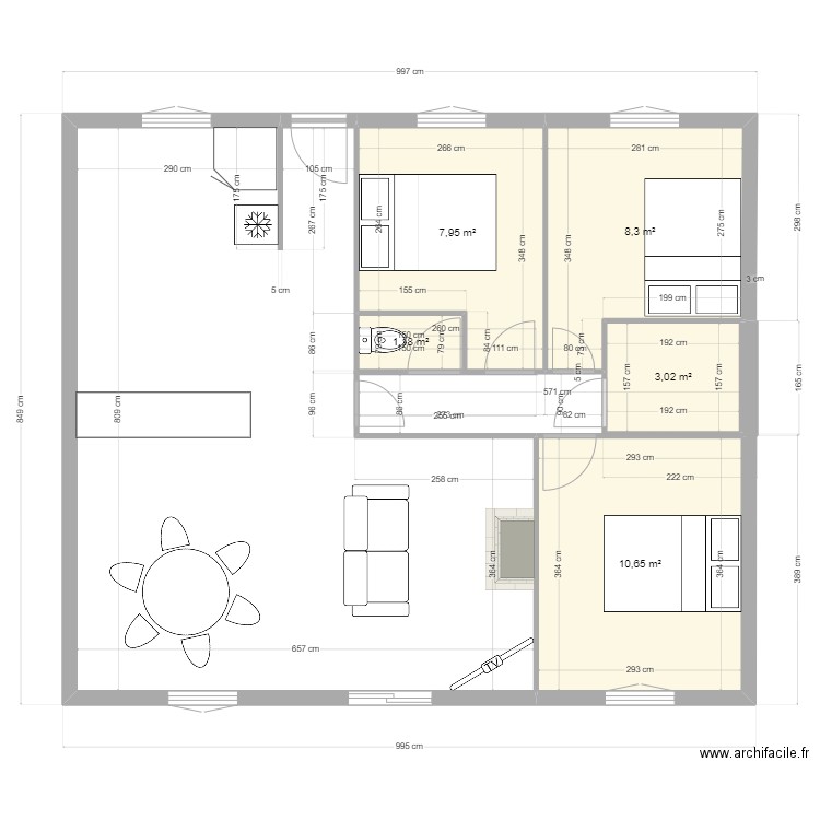 Plan base. Plan de 5 pièces et 31 m2