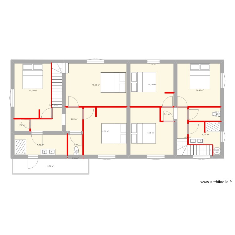Castelnau 1er étage projet 2. Plan de 0 pièce et 0 m2