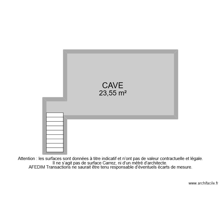 BI 9922 CAVE. Plan de 1 pièce et 24 m2