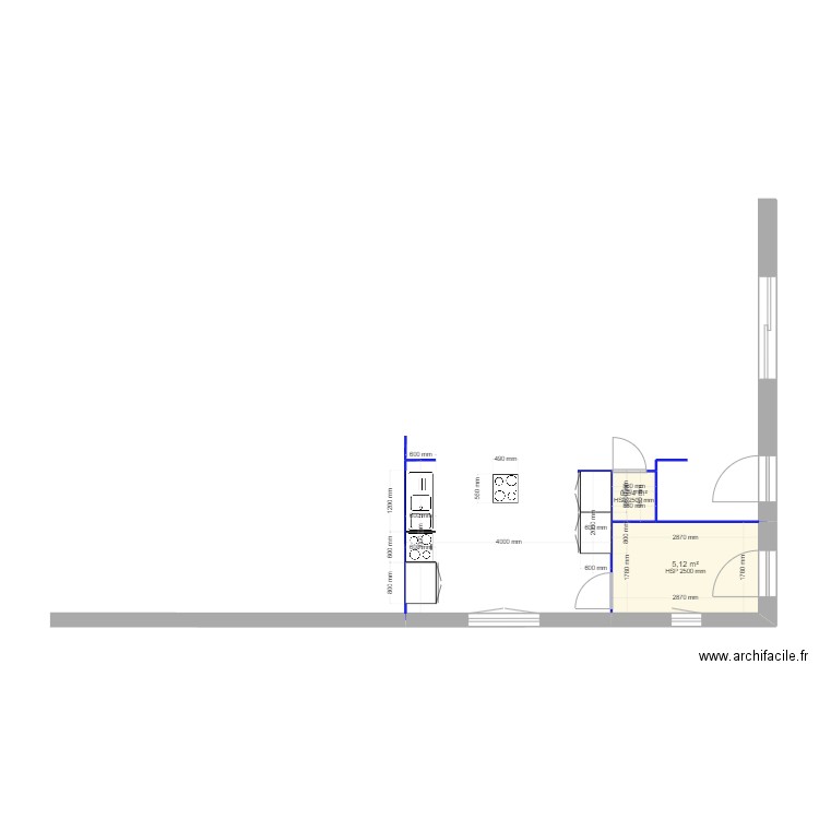 Bordères. Plan de 2 pièces et 6 m2