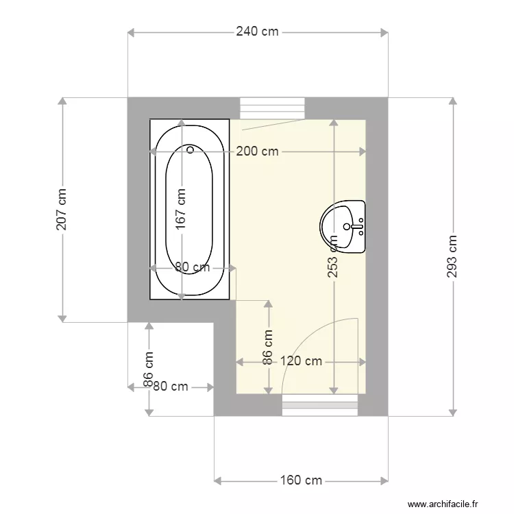 SOUPIZET sdb avant. Plan de 