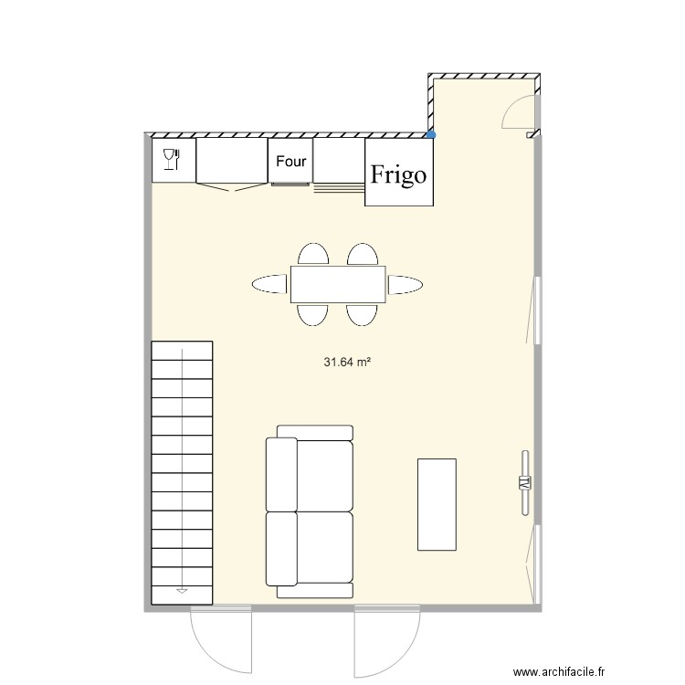 Pièce à vivre Apt 3. Plan de 0 pièce et 0 m2