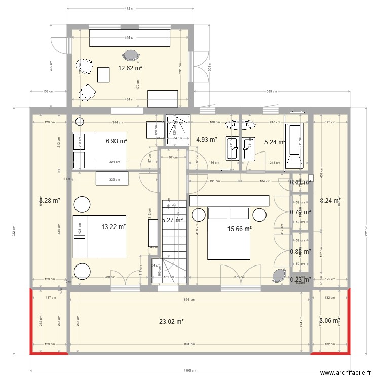 Plan chalet étage avec extention. Plan de 0 pièce et 0 m2