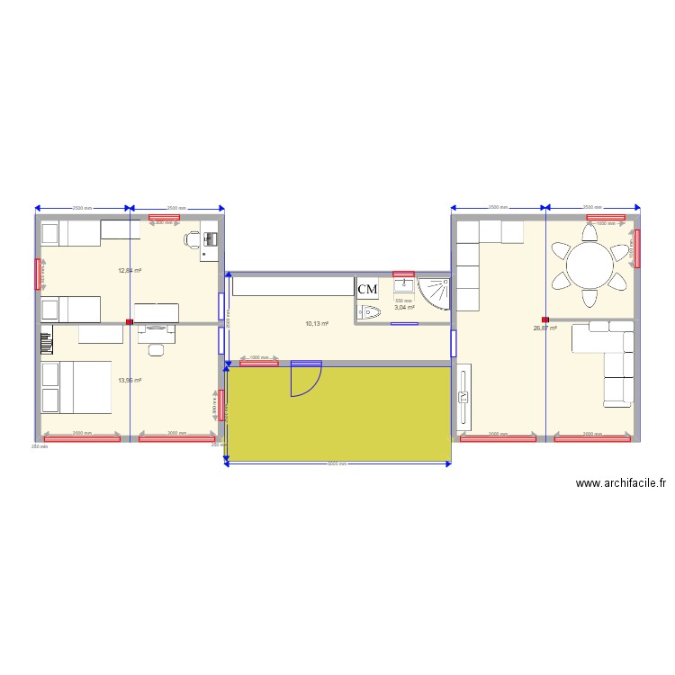 75 1. Plan de 6 pièces et 81 m2