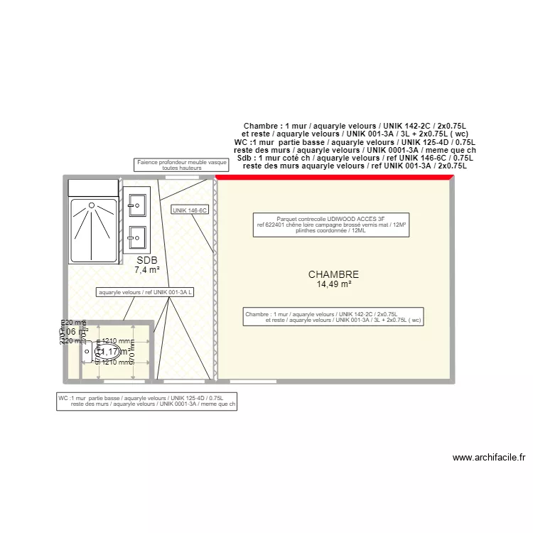 LECORRE peinture sol sdb / chambre. Plan de 