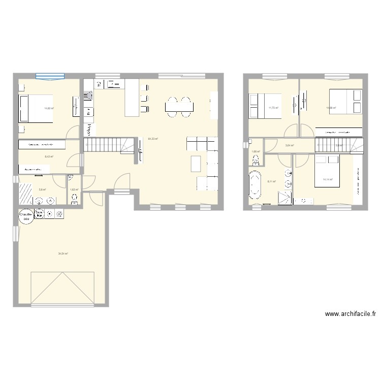 rdc1. Plan de 13 pièces et 186 m2