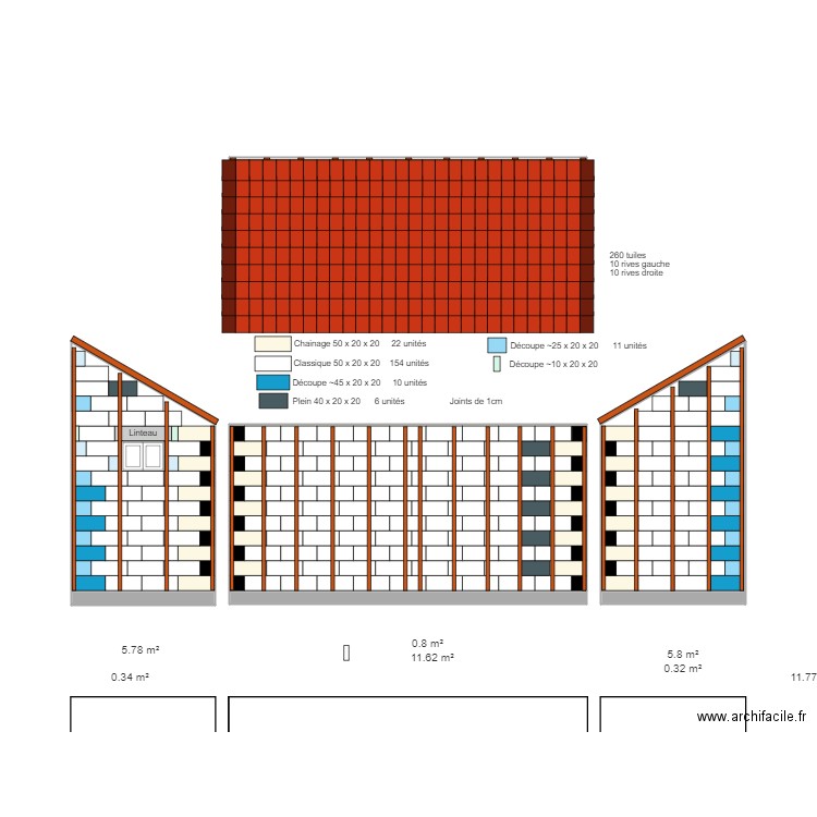Cuisine et garage avec toiture et batis extérieur. Plan de 0 pièce et 0 m2
