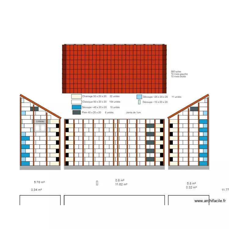 Cuisine et garage avec toiture et batis ext&eacute;rieur. Plan de 