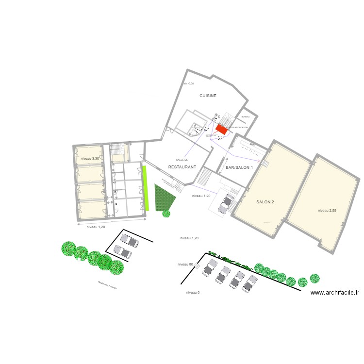 PLAN MASSE LES FRASSES 1er ETAGE RECEPTION/BAR/REST. Plan de 4 pièces et 413 m2