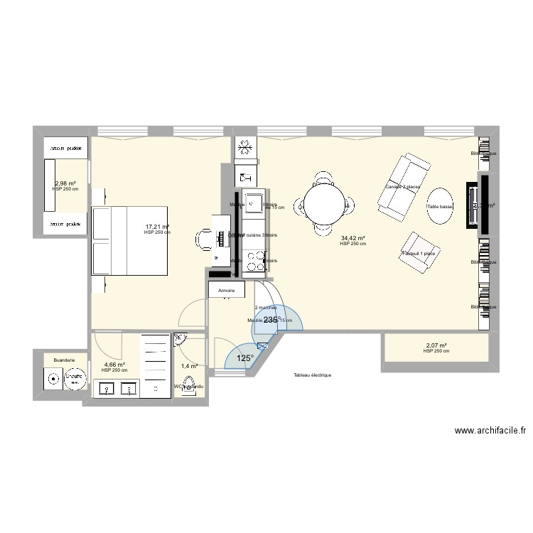 14Beaune_initial transfo 1. Plan de 9 pièces et 63 m2