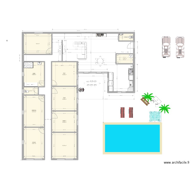 FAMILY BRISSY. Plan de 11 pièces et 108 m2