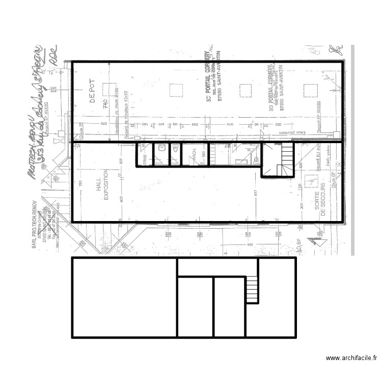 47027 - croquis. Plan de 13 pièces et 77 m2