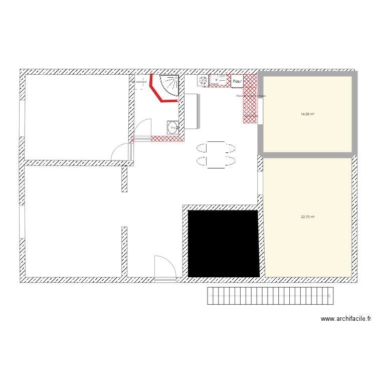 plan maison . Plan de 3 pièces et 48 m2