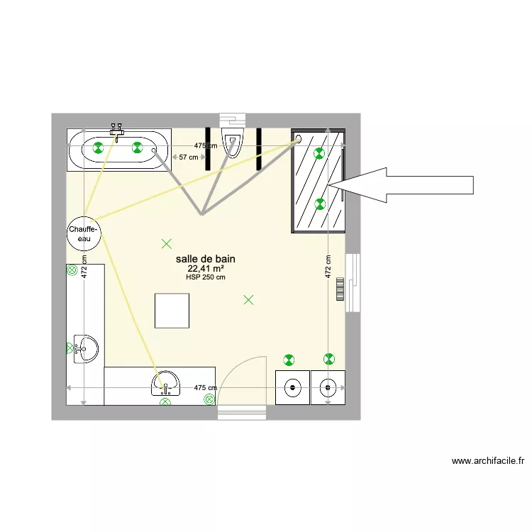 salle de bain test. Plan de 