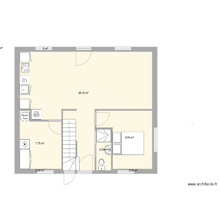 Maison bas raphael 2. Plan de 8 pièces et 56 m2